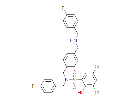 3,5-dichloro-N-(4-fluorobenzyl)-N-(4-((4-fluorobenzylamino)methyl)benzyl)-2-hydroxybenzenesulfonamide