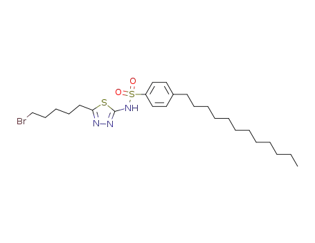 Molecular Structure of 1178893-79-2 (N-(5-(5-bromopentyl)-1,3,4-thiadiazol-2-yl)-4-dodecylbenzenesulfonamide)