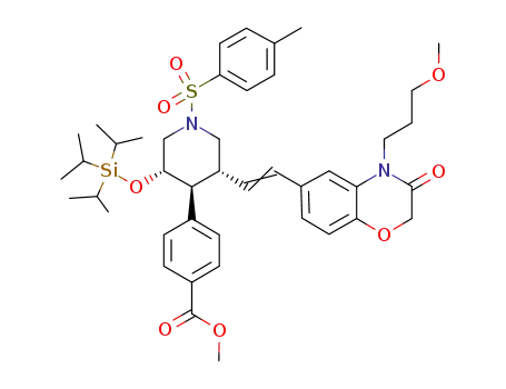 methyl 4-[(3R,4S,5S)-3-{2-[4-(3-methoxypropyl)-3-oxo-3,4-dihydro-2H-benzo[1,4]oxazin-6-yl]vinyl}-1-(toluene-4-sulphonyl)-5-triisopropylsilanyloxypiperidin-4-yl]benzoate