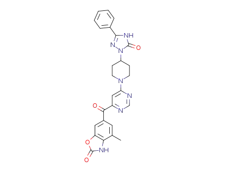 4-methyl-6-{6-[4-(5-oxo-3-phenyl-4,5-dihydro-1,2,4-triazol-1-yl)-piperidin-1-yl]-pyrimidine-4-carbonyl}-3H-benzoxazol-2-one
