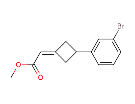 Molecular Structure of 1065168-46-8 ([3-(3-Bromo-phenyl)-cyclobutylidene]-acetic acid methyl ester)