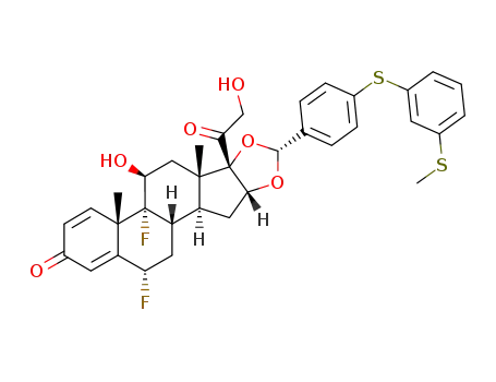 (4aS,4bR,5S,6aS,6bS,8R,9aR,10aS,10bS,12S)-4b,12-difluoro-6b-glycoloyl-5-hydroxy-4a,6a-dimethyl-8-(4-{[3-(methylthio)phenyl]thio}phenyl)-4a,4b,5,6,6a,6-b,9a,10,10a,10b,11,12-dodecahydro-2H-naphtho-[2',1':4,5]indeno[1,2-d][1,3]dioxol-2-one