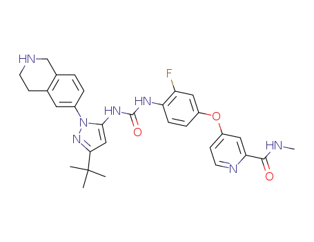1-(3-tert-butyl-1-(1,2,3,4-tetrahydroisoquinolin-6-yl)-1H-pyrazol-5-yl)-3-(2-fluoro-4-(2-(methylcarbamoyl)pyridin-4-yloxy)phenyl)urea