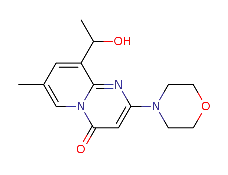 Molecular Structure of 1173900-35-0 (9-(1-Hydroxyethyl)-7-methyl-2-(morpholin-4-yl)-4H-pyrido[1,2-a]pyrimidin-4-one)