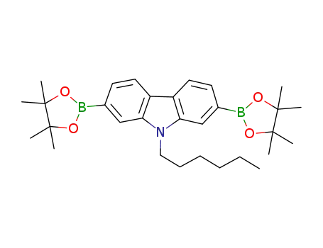 Molecular Structure of 871696-12-7 (N-Octyl-2,7-bis(4,4,5,5-tetramethyl-1,3,2-dioxaborolan-2-yl)carbazole)