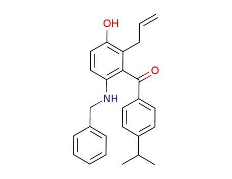 Molecular Structure of 717105-32-3 (Methanone,
[3-hydroxy-6-[(phenylmethyl)amino]-2-(2-propenyl)phenyl][4-(1-methyleth
yl)phenyl]-)