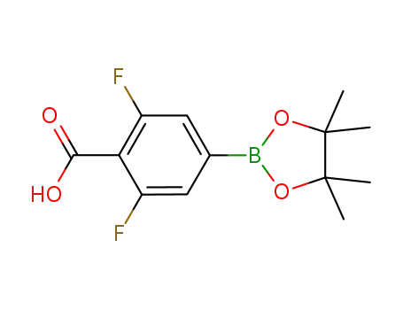 Molecular Structure of 1008119-07-0 (2,6-Difluoro-4-(4,4,5,5-tetraMethyl-1,3,2-dioxaborolan-2-yl)benzoic acid)