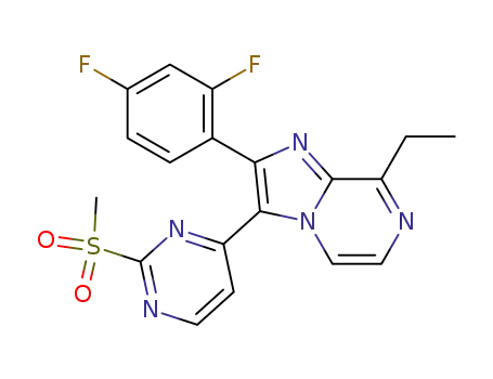 Molecular Structure of 1061668-17-4 (2-(2,4-difluorophenyl)-8-ethyl-3-(2-methanesulfonylpyrimidin-4-yl)-imidazo[1,2-a]pyrazine)