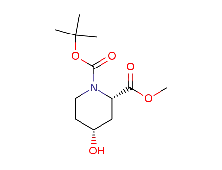Molecular Structure of 254882-06-9 ((2S,4R)-N-BOC-4-HYDROXYPIPERIDINE-2-CARBOXYLIC ACID METHYL ESTER, 98% E.E., 95)
