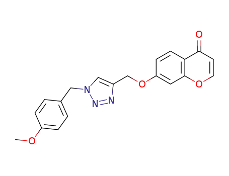 Molecular Structure of 1382038-44-9 (7-((1-(4-methoxybenzyl)-1H-1,2,3-triazol-4-yl)methoxy)-4H-chromen-4-one)
