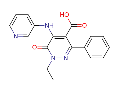 Molecular Structure of 872329-95-8 (1-ethyl-6-oxo-3-phenyl-5-(pyridin-3-ylamino)-1,6-dihydropyridazine-4-carboxylic acid)