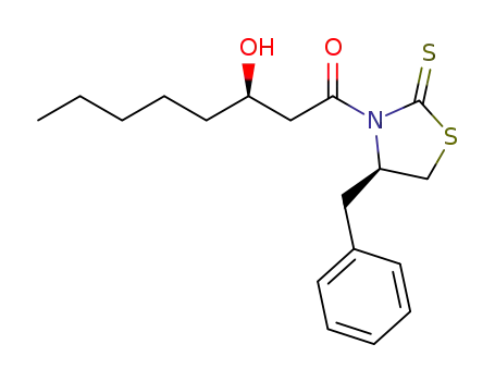 Molecular Structure of 1374979-90-4 ((R)-1-((R)-4-benzyl-2-thioxo-thiazolidin-3-yl)-3-hydroxyoctan-1-one)