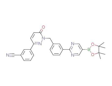 3-(6-oxo-1-{3-[5-(4,4,5,5-tetramethyl-[1,3,2]dioxaborolan-2-yl)-pyrimidin-2-yl]-benzyl}-1,6-dihydropyridazin-3-yl)-benzonitrile