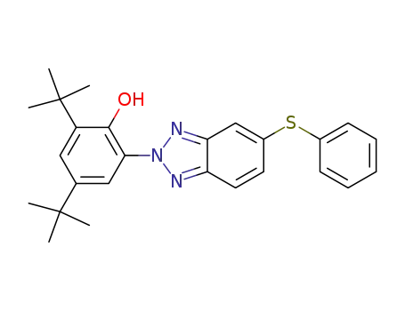 Molecular Structure of 145233-43-8 (2-(3',5'-di-tert-butyl-2'-hydroxyphenyl)-5-(phenylthio)benzotriazole)