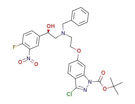 (R)-tert-butyl 6-(2-(benzyl(2-(4-fluoro-3-nitrophenyl)-2-hydroxyethyl)amino)ethoxy)-3-chloroindazole-1-carboxylate