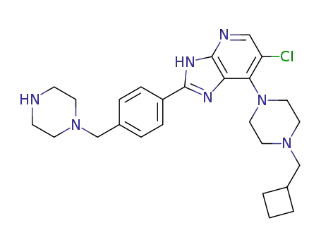 Molecular Structure of 1095380-84-9 (6-chloro-7-(4-(cyclobutylmethyl)piperazin-1-yl)-2-(4-(piperazin-1-ylmethyl)phenyl)-3H-imidazo[4,5-b]pyridine)