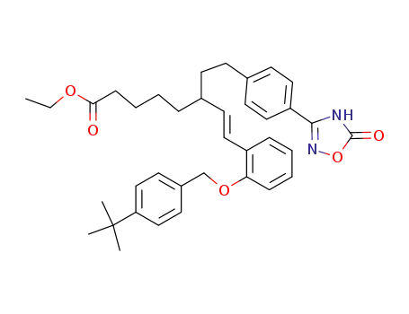 Molecular Structure of 934753-54-5 (Ethyl E-8-[2-(4-tert-butylbenzyloxy)phenyl]-6-{2-[4-(5-oxo-4,5-dihydro-[1,2,4]oxadiazol-3-yl)phenyl]ethyl}oct-7-enoate)