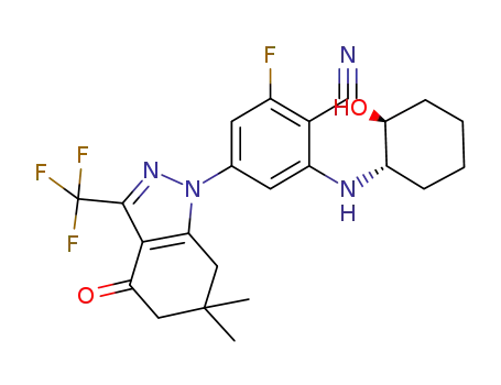 4-(6,6-dimethyl-4-oxo-3-(trifluoromethyl)-4,5,6,7-tetrahydro-1H-indazol-1-yl)-2-fluoro-6-((1S,2S)-2-hydroxycyclohexylamino)benzonitrile