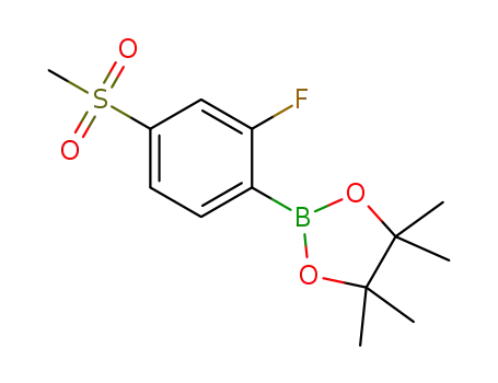 Molecular Structure of 1384951-71-6 (2-(2-fluoro-4-(Methylsulfonyl)phenyl)-4,4,5,5-tetraMethyl-1,3,2-dioxaborolane)