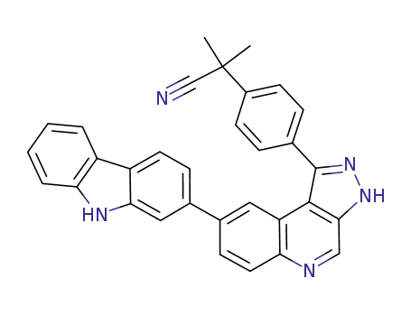 Molecular Structure of 1201645-42-2 (2-(4-(8-(9H-carbazol-2-yl)-3H-pyrazolo[3,4-c]quinolin-1-yl)phenyl)-2-methylpropanenitrile)
