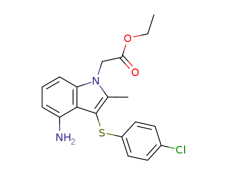 Molecular Structure of 628737-15-5 (1H-Indole-1-acetic acid, 4-amino-3-[(4-chlorophenyl)thio]-2-methyl-,
ethyl ester)