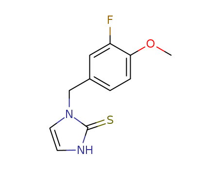Molecular Structure of 105764-02-1 (2H-Imidazole-2-thione,
1-[(3-fluoro-4-methoxyphenyl)methyl]-1,3-dihydro-)