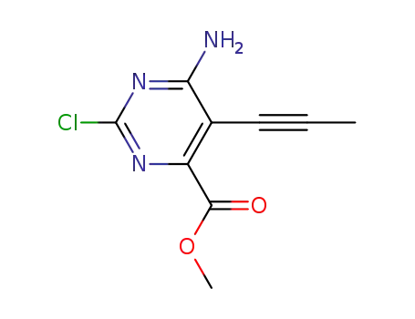 Molecular Structure of 1240313-17-0 (4-amino-2-chloro-6-methoxycarbonyl-5-prop-1-ynyl-pyrimidine)