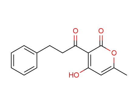 Molecular Structure of 101094-02-4 (4-hydroxy-6-methyl-3-(3-phenyl-propionyl)-pyran-2-one)