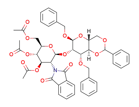 Molecular Structure of 865488-82-0 (2-O-(2-Deoxy-2-N-phthalimido-3,4,6-tri-O-acetyl--D-glucopyranosyl)-3-O-benzyl-4,6-O-benzylidene-D-mannose)