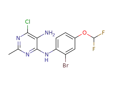 Molecular Structure of 1198109-76-0 (N-(2-bromo-4-(difluoromethoxy)phenyl)-6-chloro-2-methylpyrimidine-4,5-diamine)