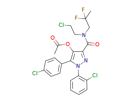 Molecular Structure of 851729-03-8 (1H-Pyrazole-3-carboxamide,
4-(acetyloxy)-N-(2-chloroethyl)-1-(2-chlorophenyl)-5-(4-chlorophenyl)-N-
(2,2-difluoropropyl)-)