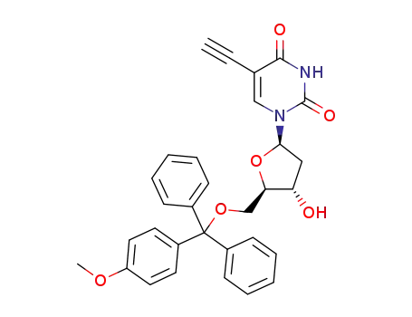 Molecular Structure of 162745-53-1 (Uridine, 2'-deoxy-5-ethynyl-5'-O-[(4-methoxyphenyl)diphenylmethyl]-)