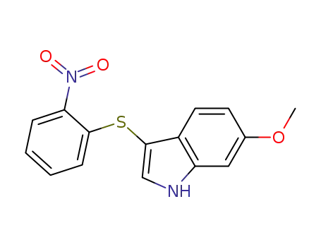 Molecular Structure of 691399-75-4 (6-methoxy-3-(2-nitro-phenylsulfanyl)-1H-indole)