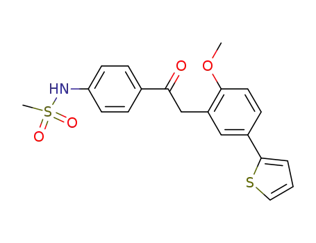 Molecular Structure of 872989-95-2 (Methanesulfonamide,
N-[4-[[2-methoxy-5-(2-thienyl)phenyl]acetyl]phenyl]-)