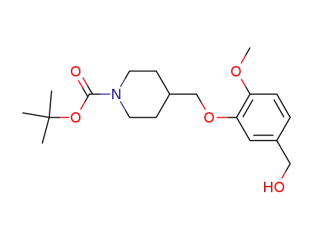 Molecular Structure of 838855-66-6 (1-Piperidinecarboxylic acid,
4-[[5-(hydroxymethyl)-2-methoxyphenoxy]methyl]-, 1,1-dimethylethyl
ester)