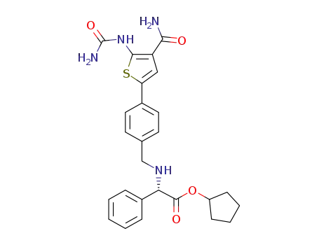 cyclopentyl (2S)-({4-[4-carbamoyl-5-(carbamoylamino)-2-thienyl]benzyl}amino)(phenyl)acetate
