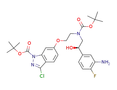 (R)-tert-butyl 6-(2-((2-(3-amino-4-fluorophenyl)-2-hydroxyethyl)(tert-butoxycarbonyl)amino)ethoxy)-3-chloroindazole-1-carboxylate