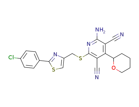 2-amino-6-({[2-(4-chlorophenyl)-1,3-thiazol-4-yl]methyl}thio)-4-(tetrahydro-2H-pyran-2-yl)-pyridine-3,5-dicarbonitrile