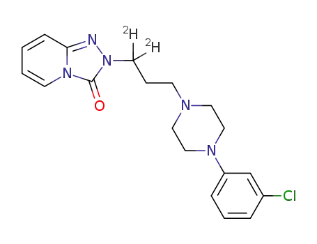 Molecular Structure of 1181577-82-1 (2-(1,1-dideutero-3-(4-(3-chlorophenyl)piperazin-1-yl)propyl)-[1,2,4]triazolo[4,3-a]pyridin-3(2H)one)