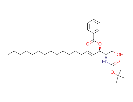 Molecular Structure of 299172-59-1 ((2S,3R,4E)-3-BENZOYL-2-TERTBUTYLOXYCARBONYLAMINO-4-OCTADECEN-1,3-DIOL)