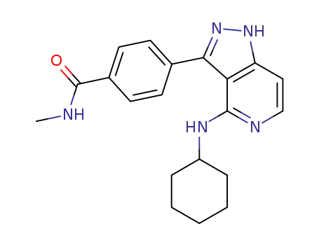 Molecular Structure of 1246347-33-0 (4-(4-cyclohexylamino-1H-pyrazolo[4,3-c]pyridin-3-yl)-N-methyl-benzamide)