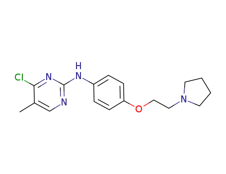 Molecular Structure of 1138473-55-8 (2-Pyrimidinamine, 4-chloro-5-methyl-N-[4-[2-(1-pyrrolidinyl)ethoxy]phenyl]-)