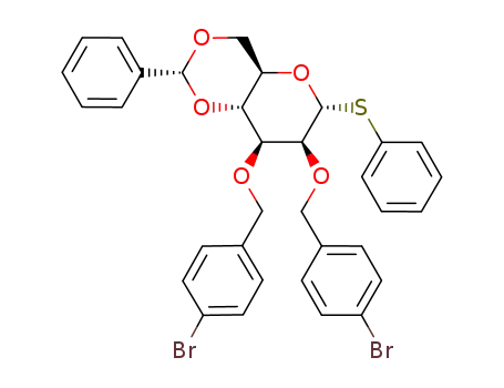 Molecular Structure of 407616-83-5 (S-phenyl 2,3-di-O-p-bromobenzyl-4,6-O-benzylidene-1-thia-α-D-mannopyranoside)