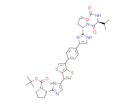 (S)-2-{5-[6-(4-{2-[(S)-1-((S)-2-methoxycarbonylamino-3-methylbutyryl)pyrrolidin-2-yl]-1H-imidazol-4-yl}phenyl)thieno[3,2-b]thiophen-3-yl]-1H-imidazol-2-yl}pyrrolidine-1-carboxylic acid tert-butyl ester