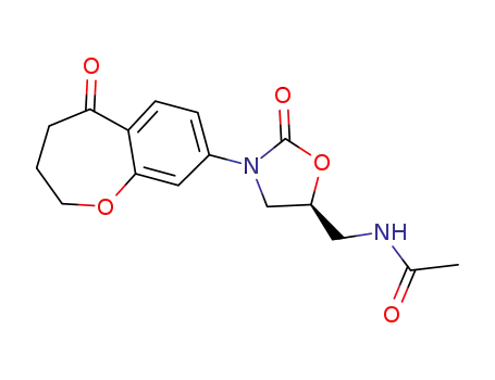 Molecular Structure of 740842-28-8 ((S)-N-[2-oxo-3-(5-oxo-2,3,4,5-tetrahydro-benzo[b]oxepin-8-yl)-oxazolidin-5-ylmethyl]-acetamide)