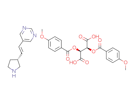 Molecular Structure of 1228391-45-4 ((R)-5-((E)-2-pyrrolidin-3-ylvinyl)pyrimidine mono-di-p-anisoyl-D-tartarate)