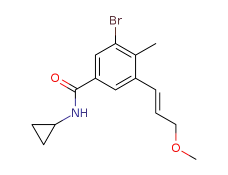 Molecular Structure of 1229245-22-0 (3-bromo-N-cyclopropyl-5-[(1E)-3-methoxyprop-1-en-1-yl]-4-methylbenzamide)