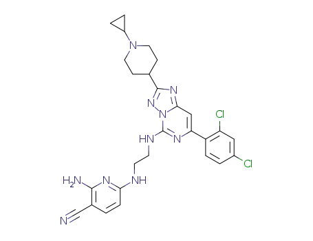 2-Amino-6-[(2-{[2-(1-cyclopropylpiperidin-4-yl)-7-(2,4-dichlorophenyl)[1,2,4]triazolo[1,5-c]-pyrimidin-5-yl]amino}ethyl)amino]pyridine-3-carbonitrile