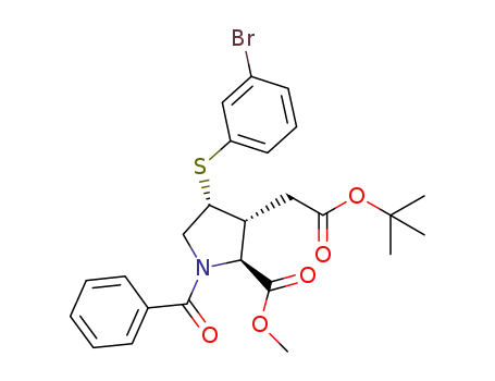 methyl (2S,3R,4R)-1-benzoyl-3-(tert-butoxycarbonylmethyl)-4-(3-bromophenylthio)pyrrolidine-2-carboxylate