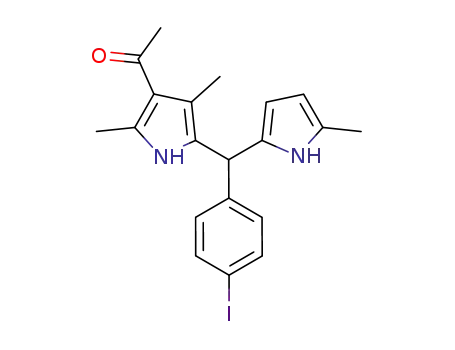 Molecular Structure of 1227204-47-8 (1-(5-((4-iodophenyl)(5-methyl-1H-pyrrol-2-yl)methyl)-2,4-dimethyl-1H-pyrrol-3-yl)ethanone)